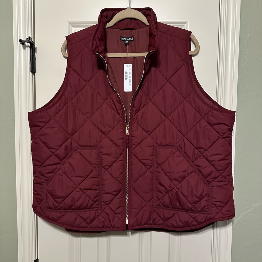 J. Crew Quilted Vest in Rich Burgundy